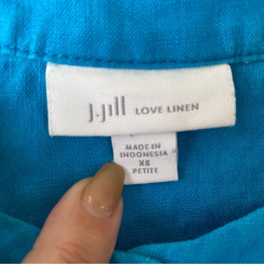 J.jill Love Linen Sleeveless Pintucked Summer Blue Lightweight Dress SZ XSP - Picture 10 of 12